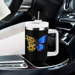 Sunflower Butterfly Ukraine Flag Tumbler With Handle TS10 Print Your Wear