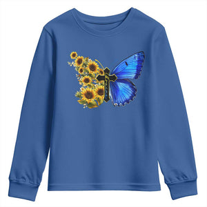 Sunflower Butterfly Ukraine Flag Youth Sweatshirt TS10 Royal Blue Print Your Wear