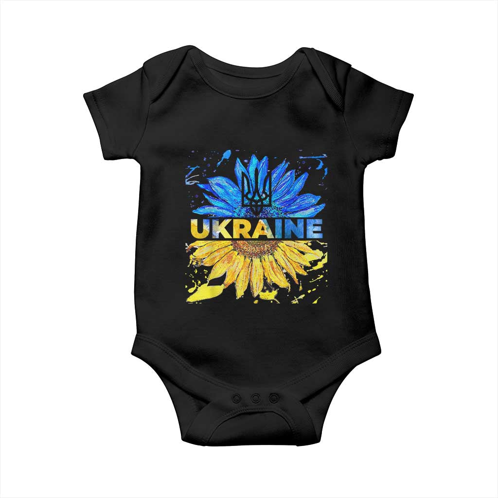Ukraine Sunflower Ukrainian Flag Baby Onesie TS10 Black Print Your Wear