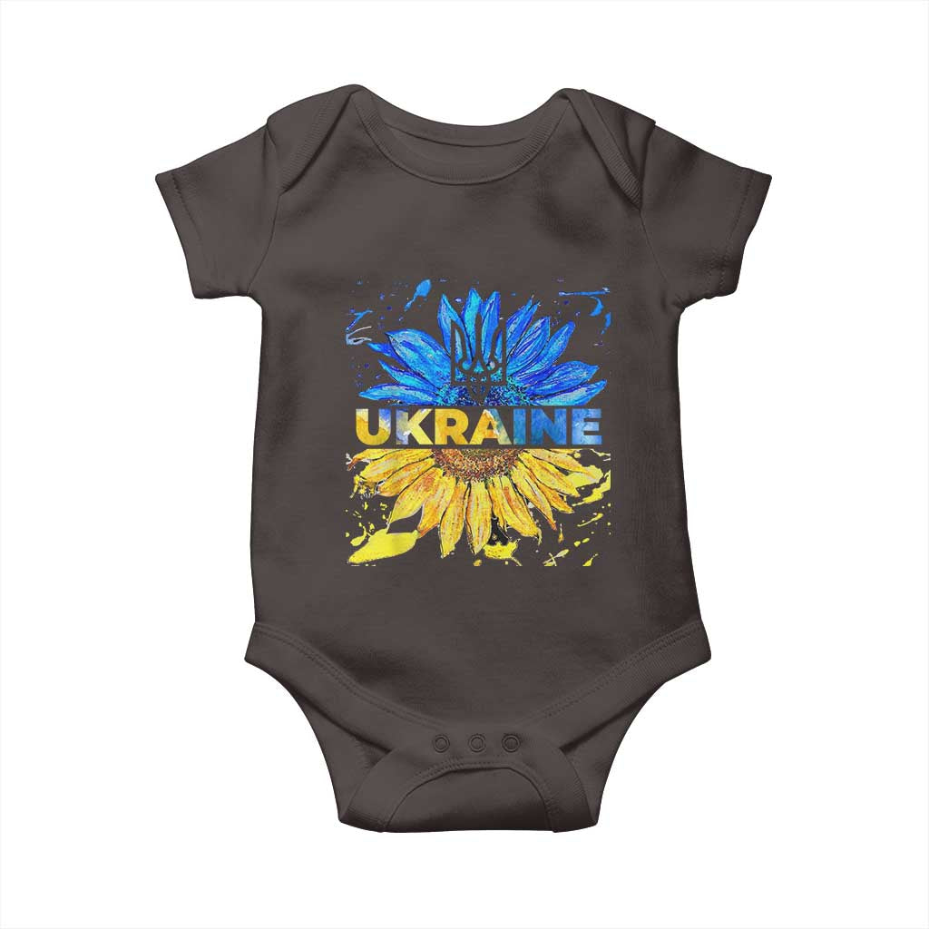 Ukraine Sunflower Ukrainian Flag Baby Onesie TS10 Dark Chocolate Print Your Wear