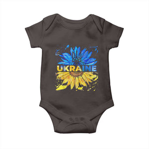 Ukraine Sunflower Ukrainian Flag Baby Onesie TS10 Dark Chocolate Print Your Wear