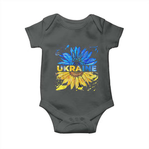 Ukraine Sunflower Ukrainian Flag Baby Onesie TS10 Dark Heather Print Your Wear
