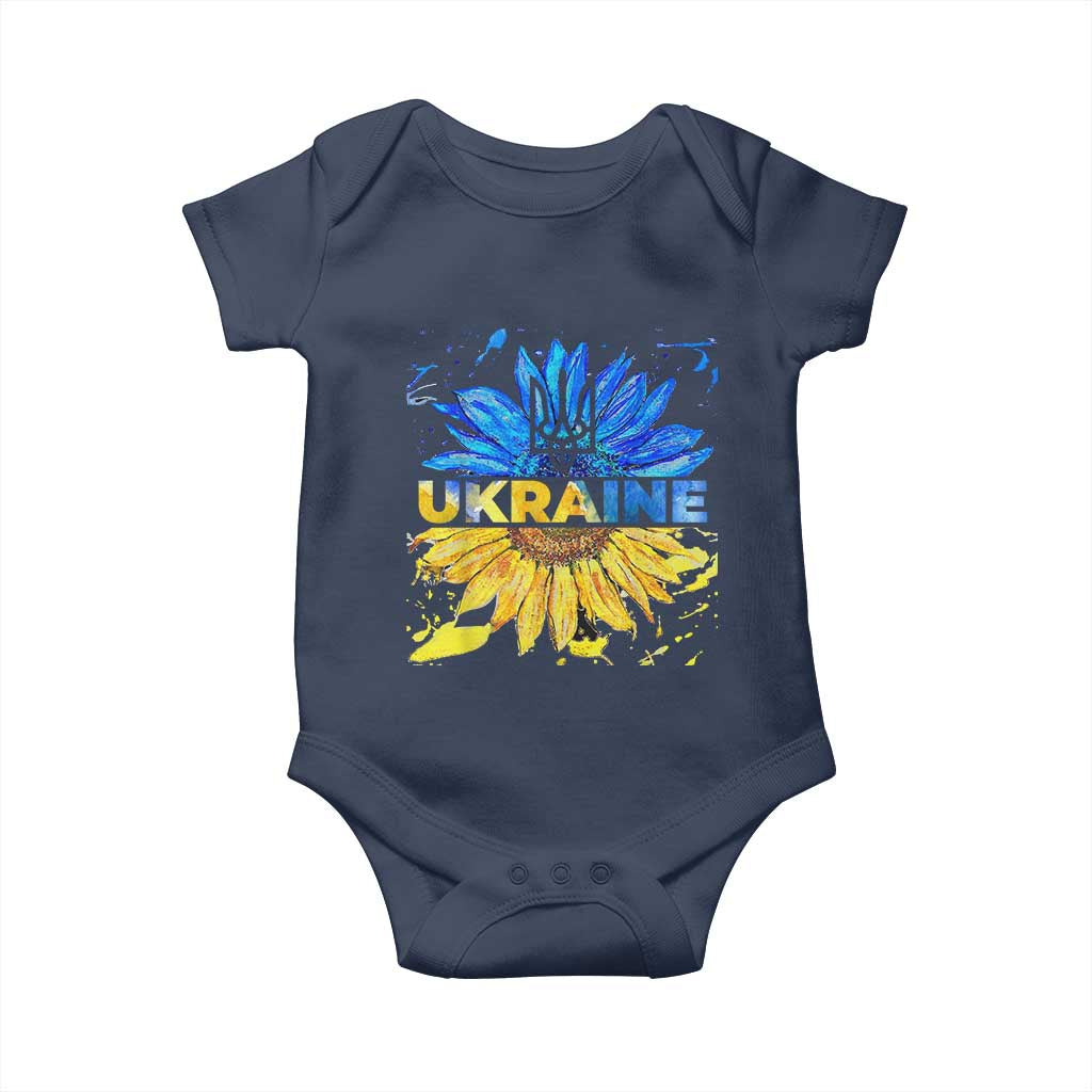 Ukraine Sunflower Ukrainian Flag Baby Onesie TS10 Navy Print Your Wear