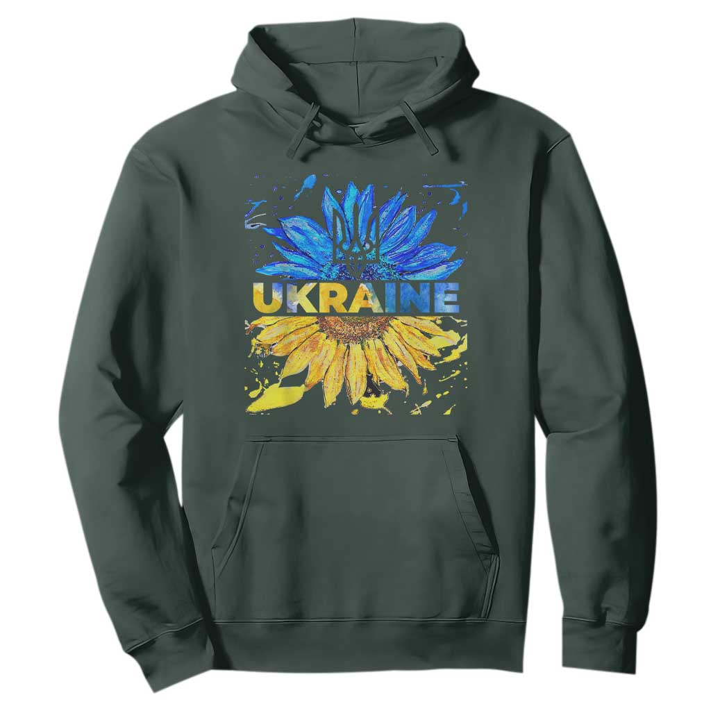 Ukraine Sunflower Ukrainian Flag Hoodie TS10 Dark Forest Green Print Your Wear