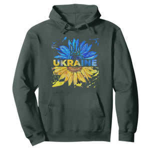 Ukraine Sunflower Ukrainian Flag Hoodie TS10 Dark Forest Green Print Your Wear
