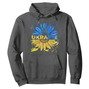 Ukraine Sunflower Ukrainian Flag Hoodie TS10 Dark Heather Print Your Wear