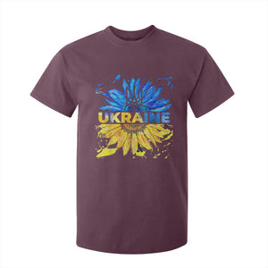 Ukraine Sunflower Ukrainian Flag T Shirt For Kid TS10 Maroon Print Your Wear