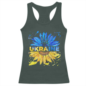 Ukraine Sunflower Ukrainian Flag Racerback Tank Top TS10 Dark Forest Green Print Your Wear