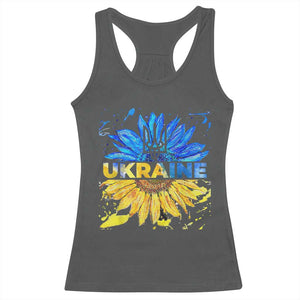 Ukraine Sunflower Ukrainian Flag Racerback Tank Top TS10 Dark Heather Print Your Wear