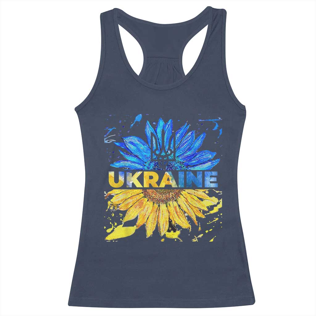 Ukraine Sunflower Ukrainian Flag Racerback Tank Top TS10 Navy Print Your Wear