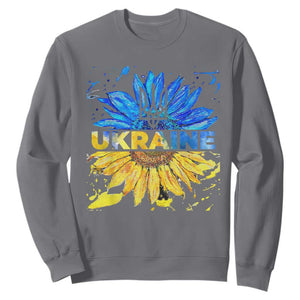 Ukraine Sunflower Ukrainian Flag Sweatshirt TS10 Charcoal Print Your Wear