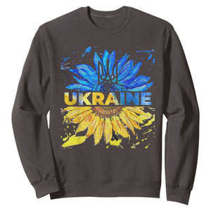 Ukraine Sunflower Ukrainian Flag Sweatshirt TS10 Dark Chocolate Print Your Wear