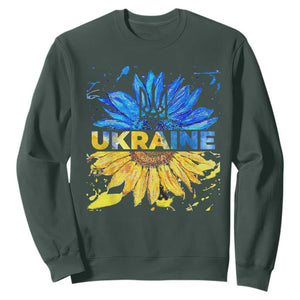 Ukraine Sunflower Ukrainian Flag Sweatshirt TS10 Dark Forest Green Print Your Wear