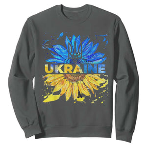 Ukraine Sunflower Ukrainian Flag Sweatshirt TS10 Dark Heather Print Your Wear