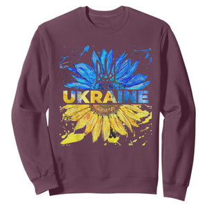 Ukraine Sunflower Ukrainian Flag Sweatshirt TS10 Maroon Print Your Wear