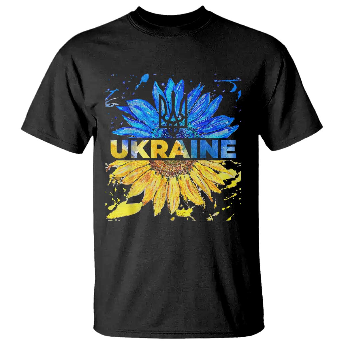 Ukraine Sunflower Ukrainian Flag T Shirt TS10 Black Print Your Wear