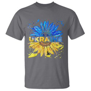 Ukraine Sunflower Ukrainian Flag T Shirt TS10 Charcoal Print Your Wear