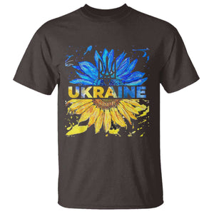 Ukraine Sunflower Ukrainian Flag T Shirt TS10 Dark Chocolate Print Your Wear
