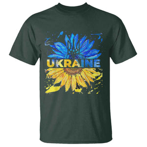 Ukraine Sunflower Ukrainian Flag T Shirt TS10 Dark Forest Green Print Your Wear