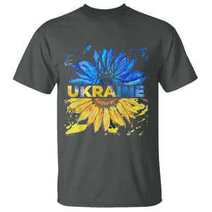 Ukraine Sunflower Ukrainian Flag T Shirt TS10 Dark Heather Print Your Wear