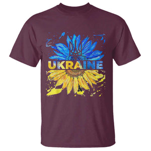 Ukraine Sunflower Ukrainian Flag T Shirt TS10 Maroon Print Your Wear