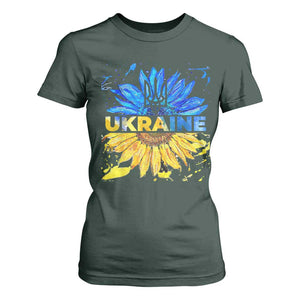 Ukraine Sunflower Ukrainian Flag T Shirt For Women TS10 Dark Forest Green Print Your Wear