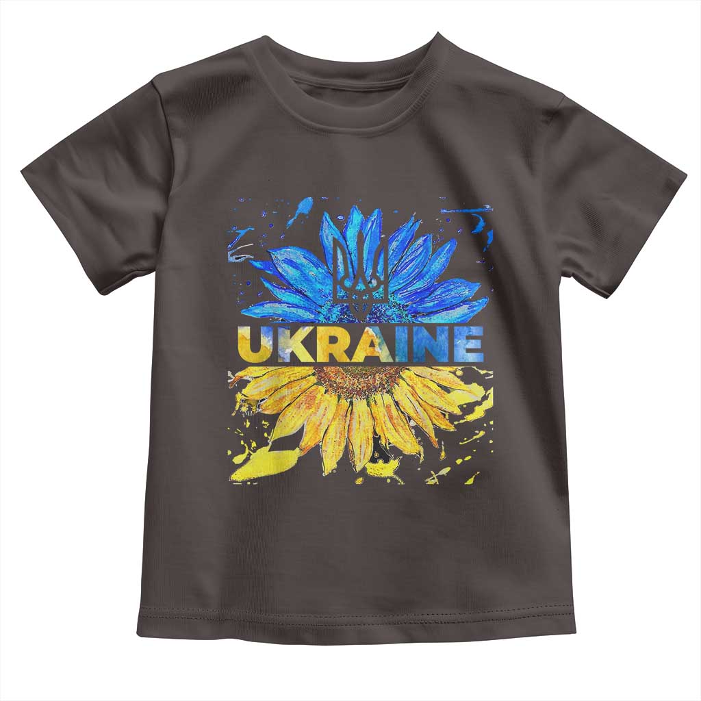 Ukraine Sunflower Ukrainian Flag Toddler T Shirt TS10 Dark Chocolate Print Your Wear