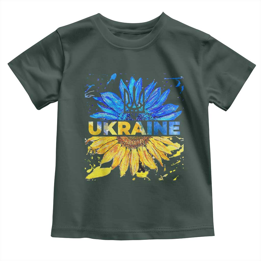 Ukraine Sunflower Ukrainian Flag Toddler T Shirt TS10 Dark Forest Green Print Your Wear