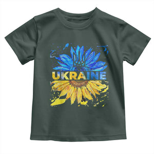 Ukraine Sunflower Ukrainian Flag Toddler T Shirt TS10 Dark Forest Green Print Your Wear