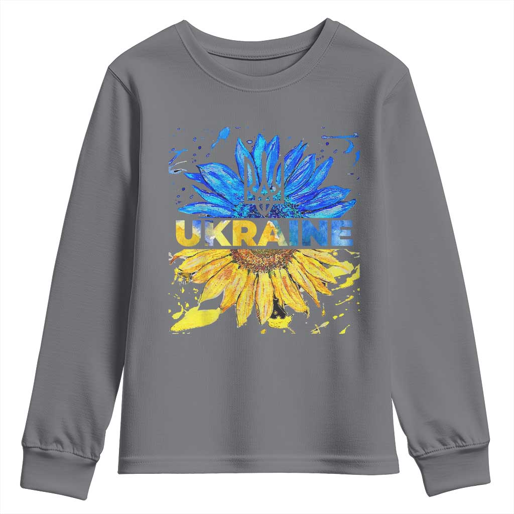 Ukraine Sunflower Ukrainian Flag Youth Sweatshirt TS10 Charcoal Print Your Wear