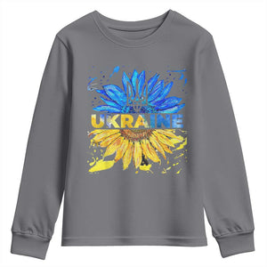 Ukraine Sunflower Ukrainian Flag Youth Sweatshirt TS10 Charcoal Print Your Wear