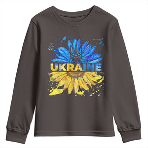Ukraine Sunflower Ukrainian Flag Youth Sweatshirt TS10 Dark Chocolate Print Your Wear