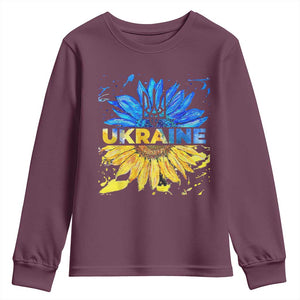 Ukraine Sunflower Ukrainian Flag Youth Sweatshirt TS10 Maroon Print Your Wear