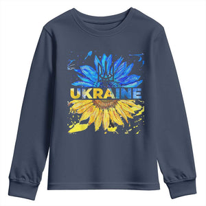 Ukraine Sunflower Ukrainian Flag Youth Sweatshirt TS10 Navy Print Your Wear