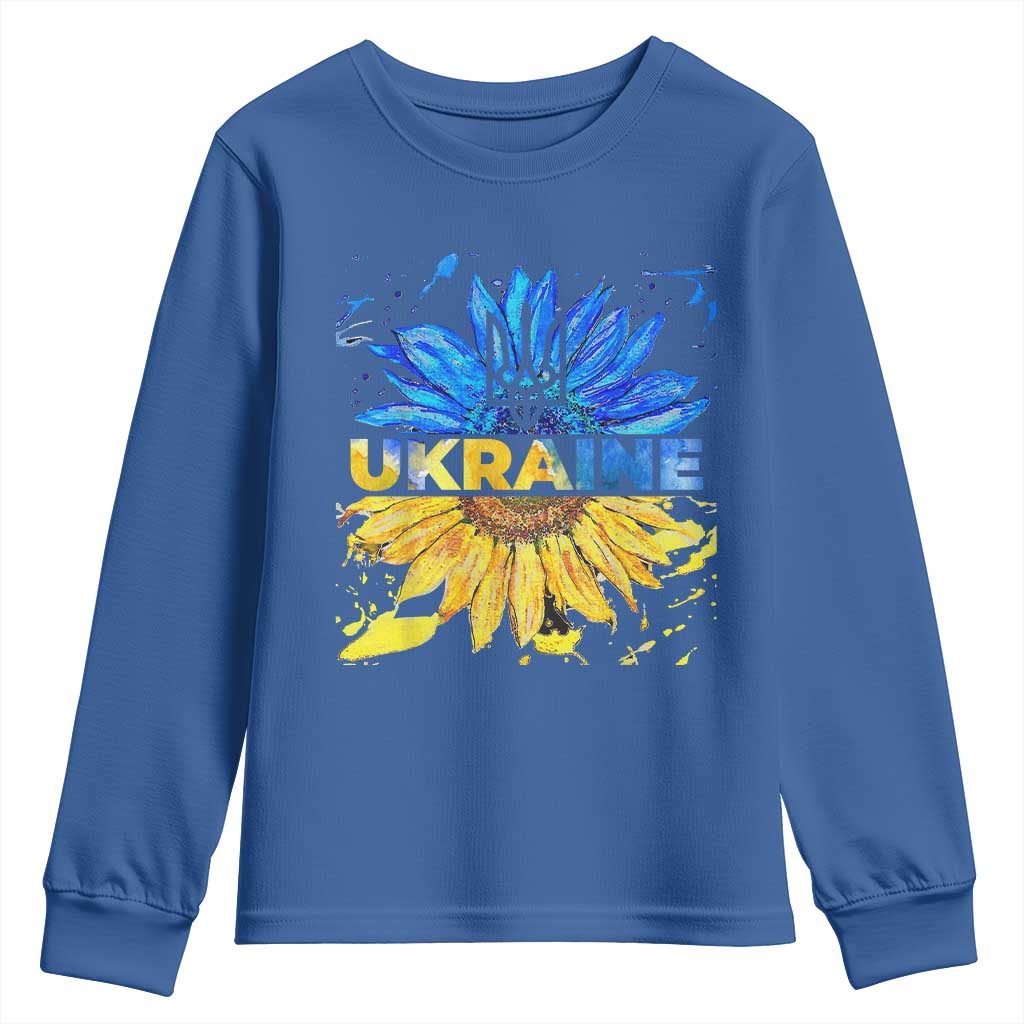 Ukraine Sunflower Ukrainian Flag Youth Sweatshirt TS10 Royal Blue Print Your Wear