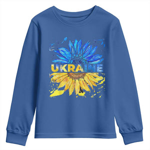 Ukraine Sunflower Ukrainian Flag Youth Sweatshirt TS10 Royal Blue Print Your Wear