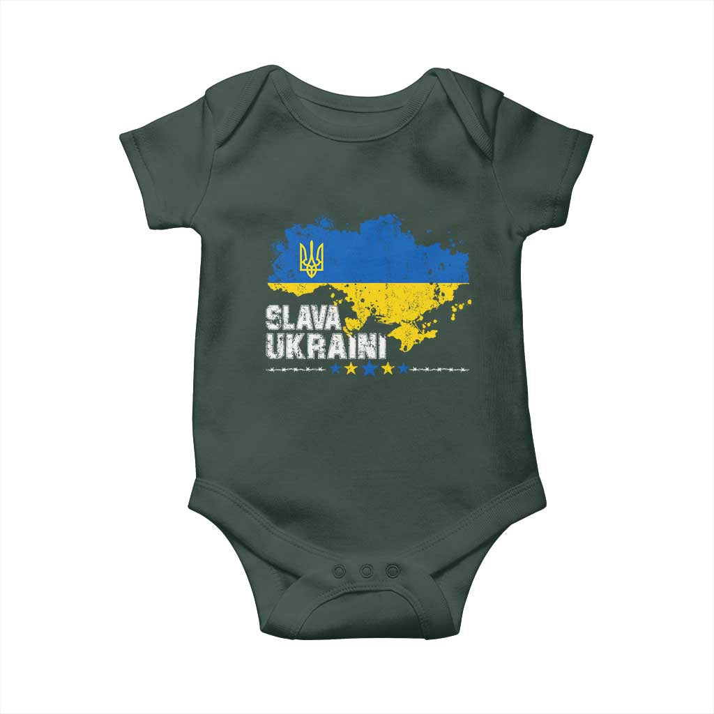 Slava Ukraini Ukraine Flag Baby Onesie Patriot Patriotic Ukrainian National Flag TS10 Print Your Wear
