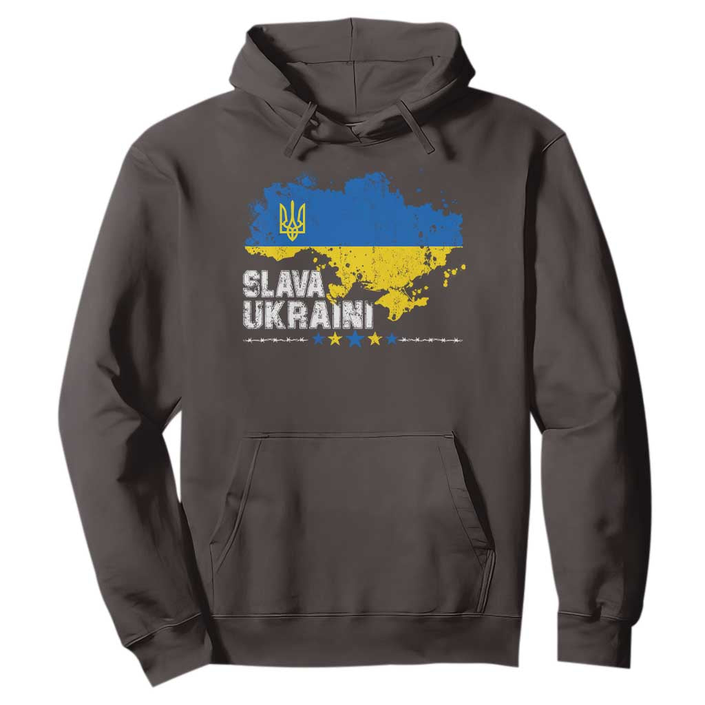 Slava Ukraini Ukraine Flag Hoodie Patriot Patriotic Ukrainian National Flag TS10 Dark Chocolate Print Your Wear