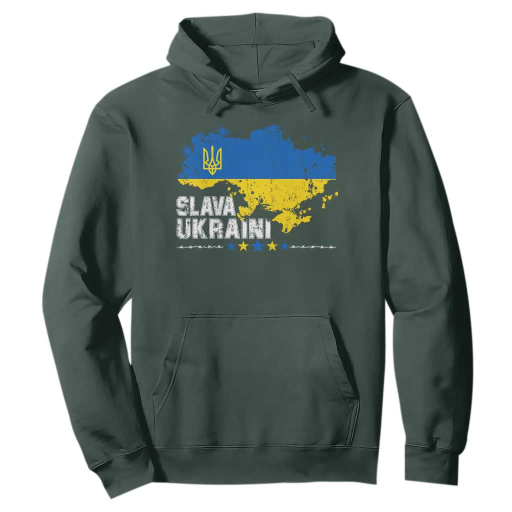 Slava Ukraini Ukraine Flag Hoodie Patriot Patriotic Ukrainian National Flag TS10 Dark Forest Green Print Your Wear