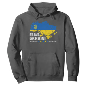 Slava Ukraini Ukraine Flag Hoodie Patriot Patriotic Ukrainian National Flag TS10 Dark Heather Print Your Wear