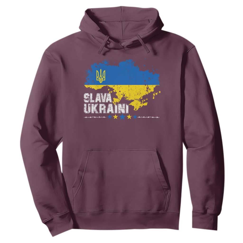 Slava Ukraini Ukraine Flag Hoodie Patriot Patriotic Ukrainian National Flag TS10 Maroon Print Your Wear