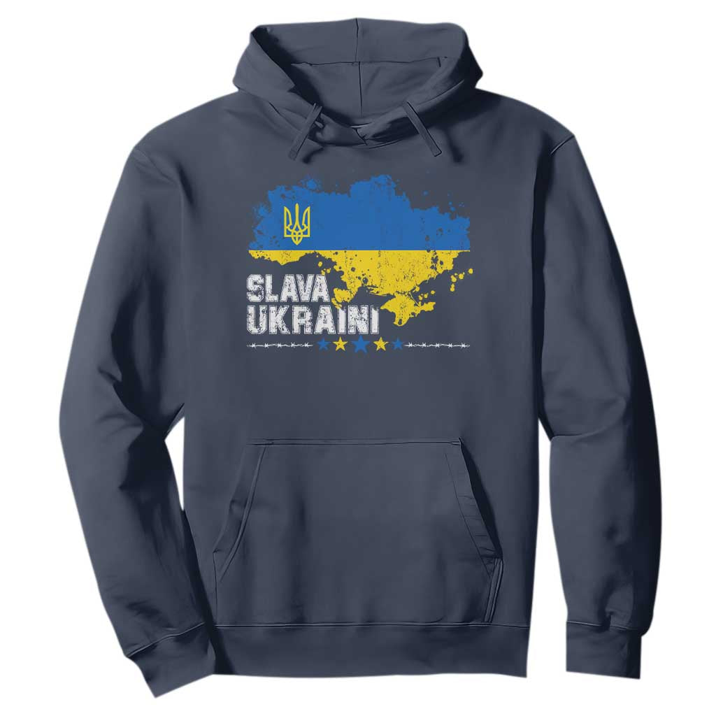 Slava Ukraini Ukraine Flag Hoodie Patriot Patriotic Ukrainian National Flag TS10 Navy Print Your Wear