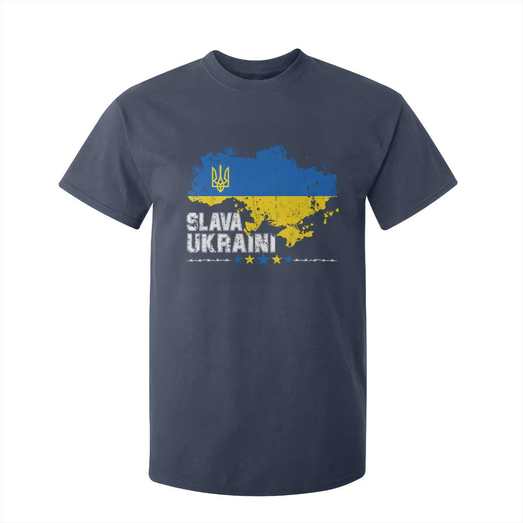 Slava Ukraini Ukraine Flag T Shirt For Kid Patriot Patriotic Ukrainian National Flag TS10 Navy Print Your Wear