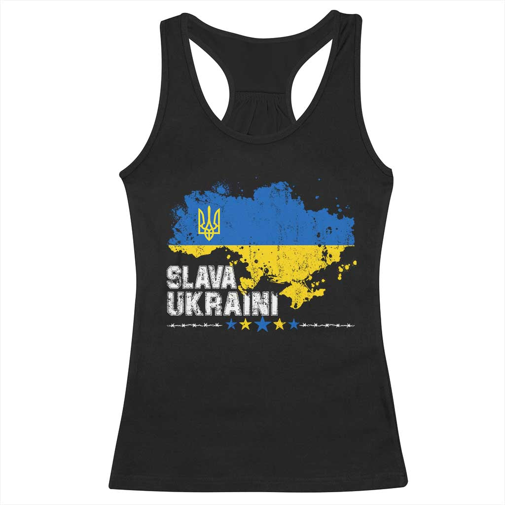 Slava Ukraini Ukraine Flag Racerback Tank Top Patriot Patriotic Ukrainian National Flag TS10 Black Print Your Wear