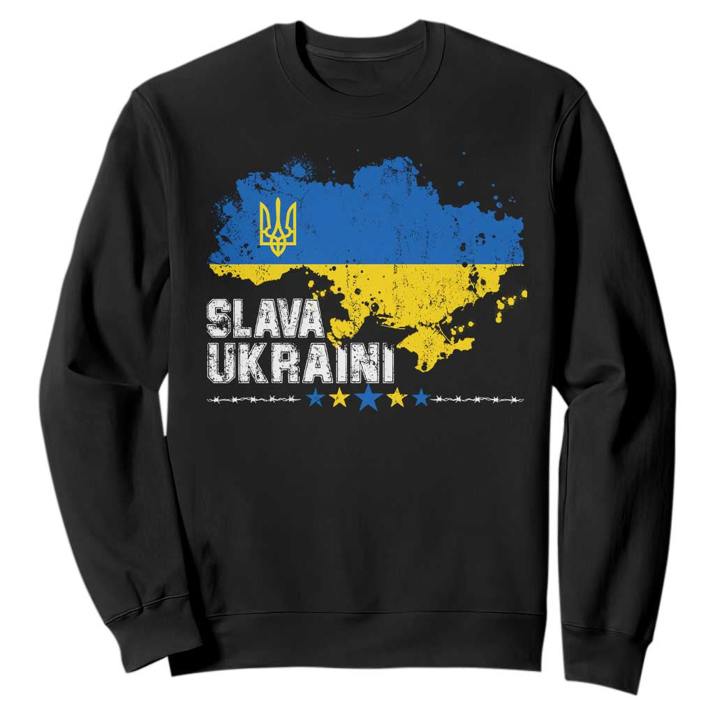 Slava Ukraini Ukraine Flag Sweatshirt Patriot Patriotic Ukrainian National Flag TS10 Black Print Your Wear