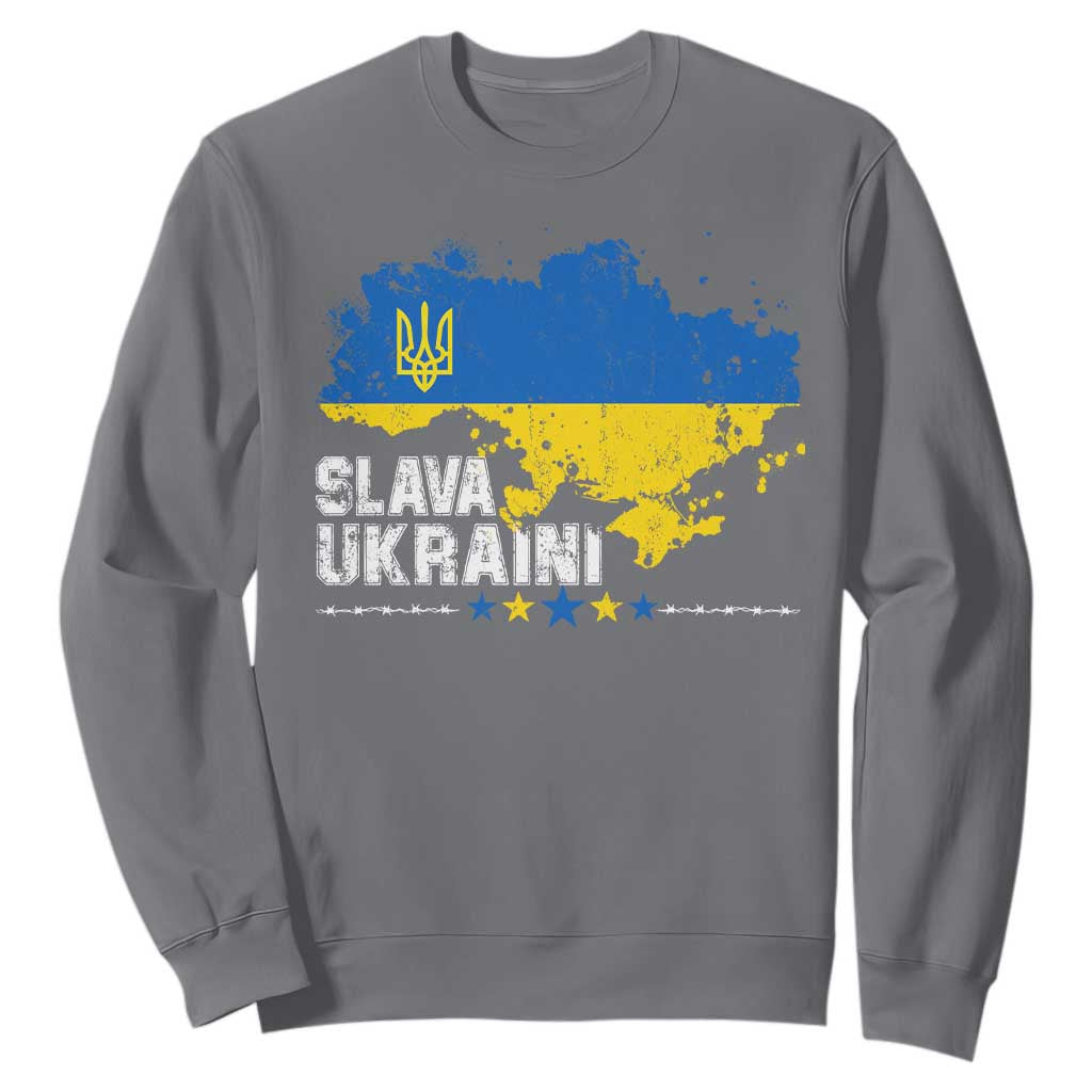 Slava Ukraini Ukraine Flag Sweatshirt Patriot Patriotic Ukrainian National Flag TS10 Charcoal Print Your Wear