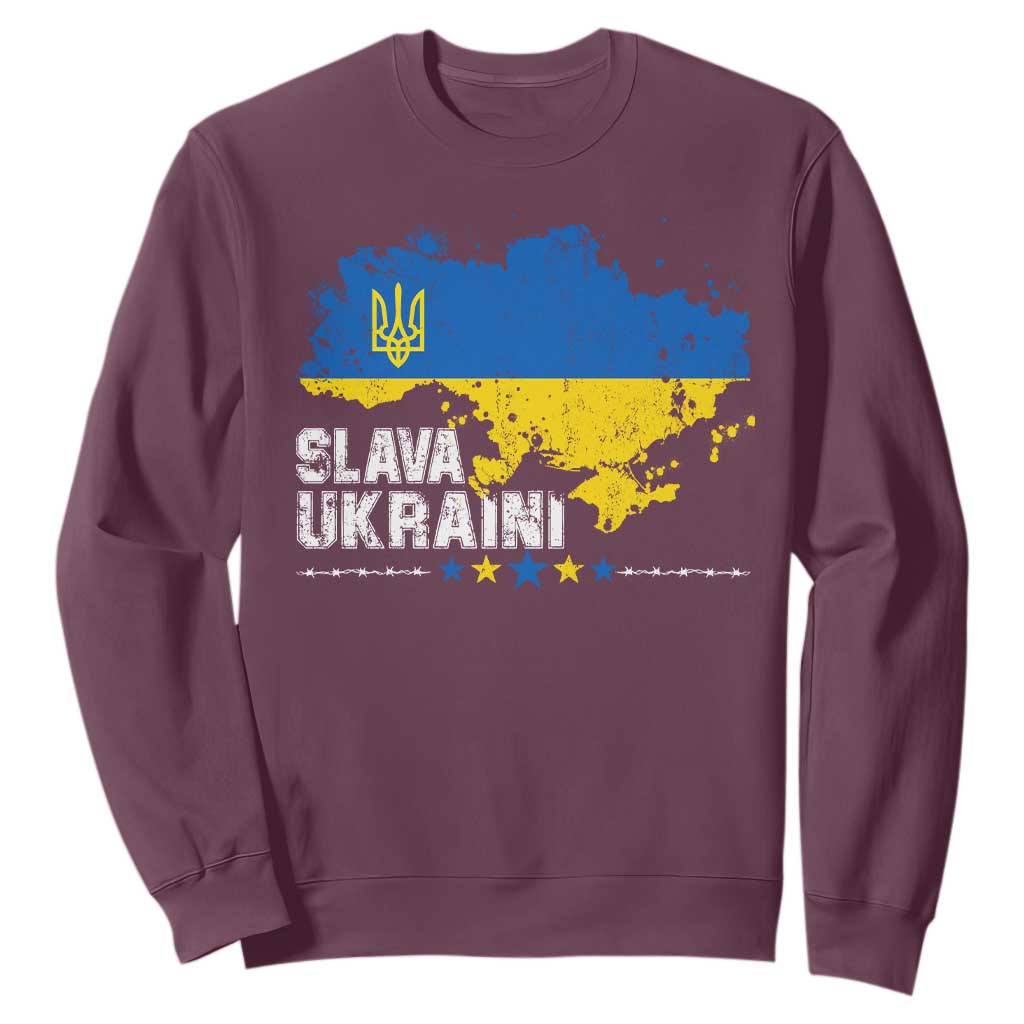 Slava Ukraini Ukraine Flag Sweatshirt Patriot Patriotic Ukrainian National Flag TS10 Maroon Print Your Wear