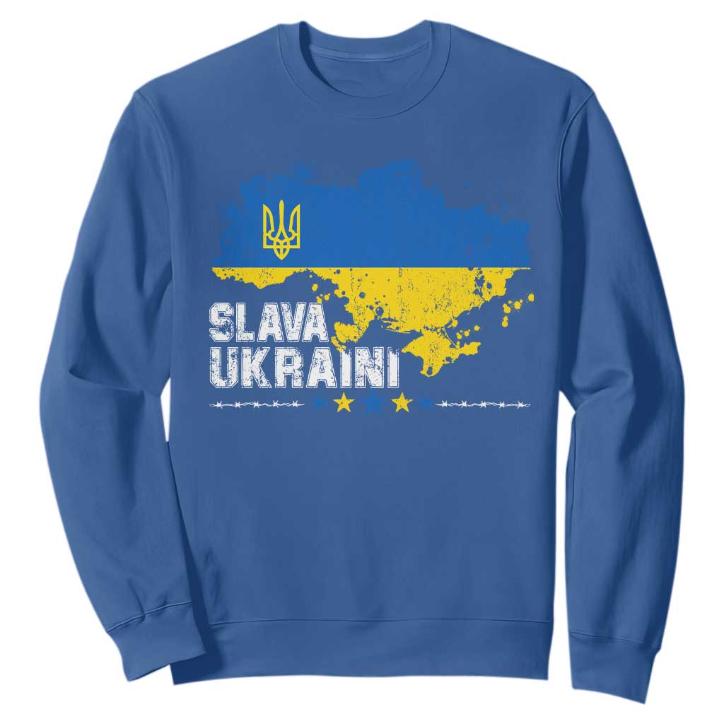 Slava Ukraini Ukraine Flag Sweatshirt Patriot Patriotic Ukrainian National Flag TS10 Royal Blue Print Your Wear