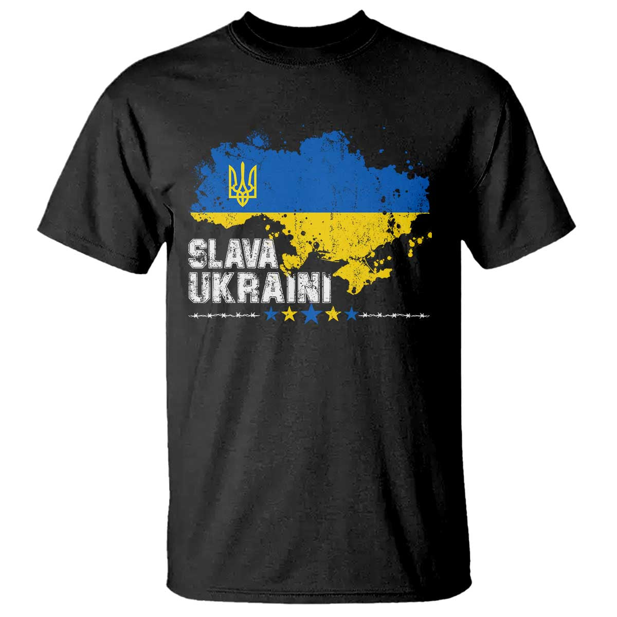 Slava Ukraini T Shirt Ukraine Flag Map Ukrainian Patriotic National Pride TS10 Black Print Your Wear