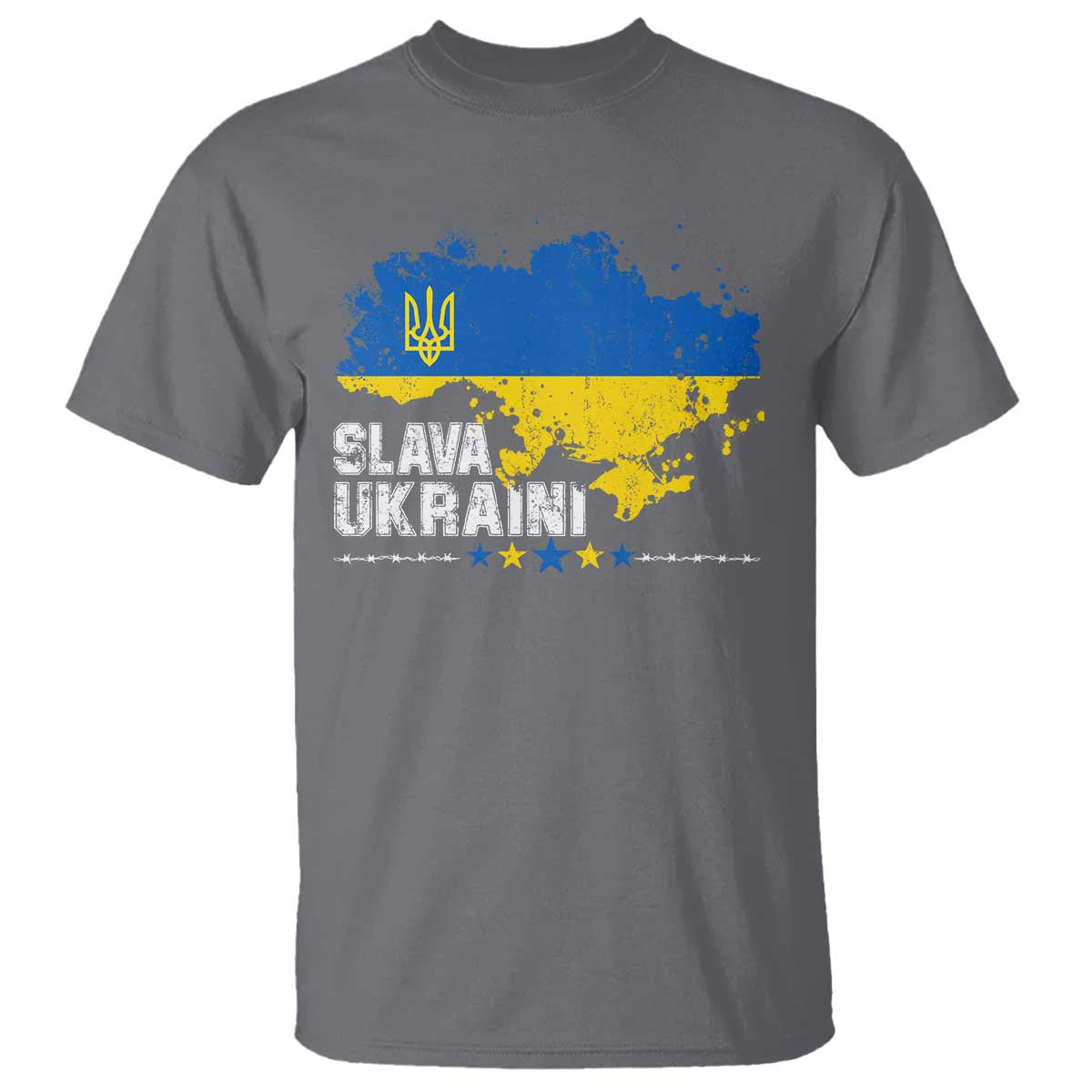 Slava Ukraini T Shirt Ukraine Flag Map Ukrainian Patriotic National Pride TS10 Charcoal Print Your Wear